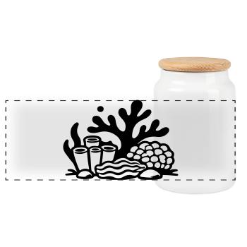 Coral Coral Reef Ocean - Panoramic Cookie Jar with Wooden Lid - white - Front