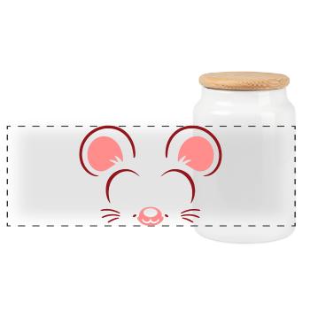 Maus | Big Face Kostüm Karneval Verkleidung - Panorama Keksdose mit Holzdeckel - Weiß - Vorne