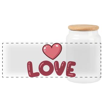Love Bubble Heart - Panoramic Cookie Jar with Wooden Lid - white - Front