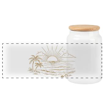 Coucher de soleil - Boîte à biscuits avec couvercle en bois - blanc - Devant
