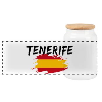 Tenerife Island Spain Tenerife - Panoramic Cookie Jar with Wooden Lid - white - Front