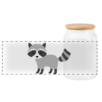 Süßer neugieriger racoon minimalistischen Stil - Panorama Keksdose mit Holzdeckel - Weiß - Vorne