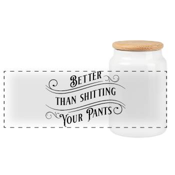 Better than shitting your pants! - Panoramic Cookie Jar with Wooden Lid - white - Front