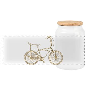 Silhouette vintage de vélo Bonanza années 80 à 90 - Boîte à biscuits avec couvercle en bois - blanc - Devant