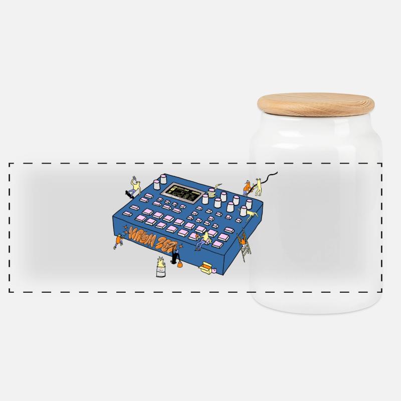 Mixing console - Panorama Keksdose mit Holzdeckel - Weiß