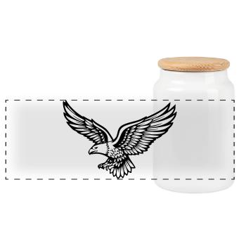 eagle - Panoramic Cookie Jar with Wooden Lid - white - Front