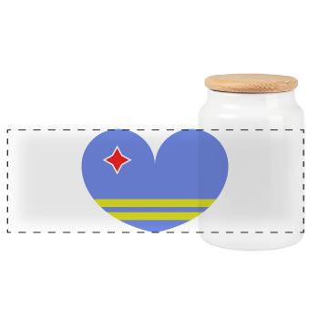 Herz der Aruba-Flagge - Panorama Keksdose mit Holzdeckel - Weiß - Vorne
