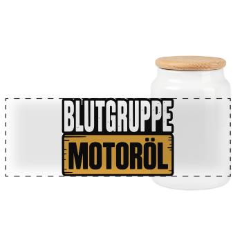 Groupe sanguin : conception du tournevis à huile moteur - Boîte à biscuits avec couvercle en bois - blanc - Devant