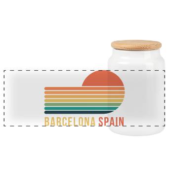 Barcelone - Boîte à biscuits avec couvercle en bois - blanc - Devant