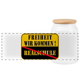 Realschule Geschafft 2026 - Panorama Keksdose mit Holzdeckel - Weiß - Vorne
