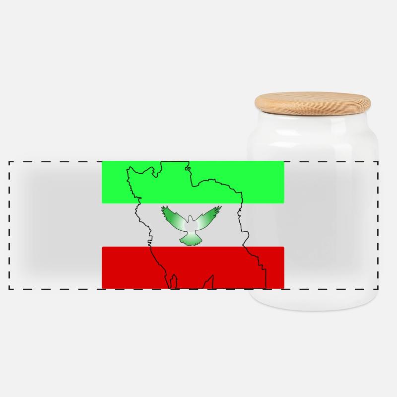Iran Flagge  - Panorama Keksdose mit Holzdeckel - Weiß
