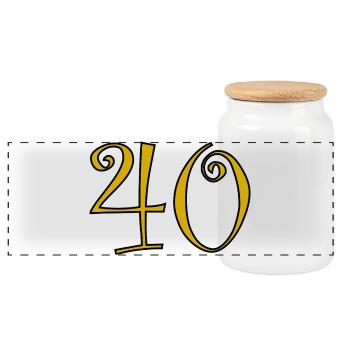 40. 40 YEARS. 40th ANNIVERSARY. 40 YEARS ANNIVERSARY. - Panoramic Cookie Jar with Wooden Lid - white - Front