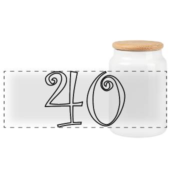 40. 40 YEARS. 40th ANNIVERSARY. 40 YEARS ANNIVERSARY. - Panoramic Cookie Jar with Wooden Lid - white - Front