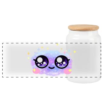 Galaxy Eyes Kawaii – Cute Cosmic Eyes - Boîte à biscuits avec couvercle en bois - blanc - Devant