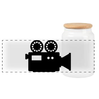 Movie camera - Panoramic Cookie Jar with Wooden Lid - white - Front