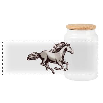 Rennendes Pferd Illustration - Panorama Keksdose mit Holzdeckel - Weiß - Vorne