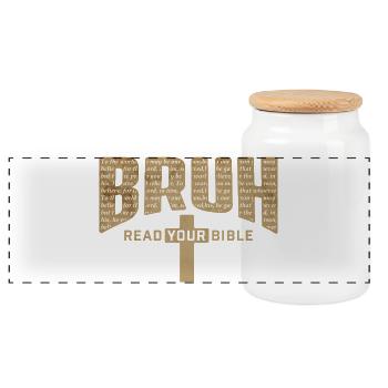 Bruh Read Your Bible Easter Christian Funny - Panoramic Cookie Jar with Wooden Lid - white - Front