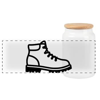 Hiking Boots Shoe Profile - Panoramic Cookie Jar with Wooden Lid - white - Front
