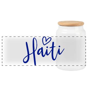 Cœur Haïti Les Femmes Aiment Haïti - Boîte à biscuits avec couvercle en bois - blanc - Devant