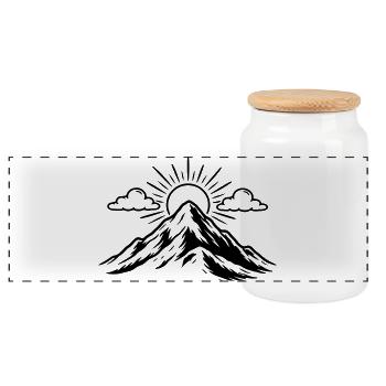 Mountains Nature Landscape Icon - Panoramic Cookie Jar with Wooden Lid - white - Front