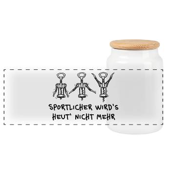 It doesn't get any sportier – Funny beer saying - Panoramic Cookie Jar with Wooden Lid - white - Front