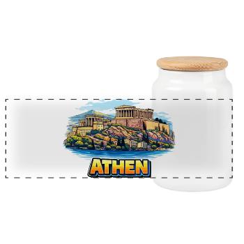 Athen Akropolis Insel Illustration - Panorama Keksdose mit Holzdeckel - Weiß - Vorne