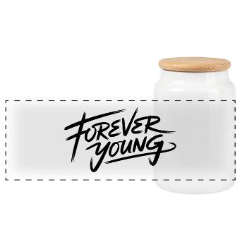 forever young - Panoramic Cookie Jar with Wooden Lid - white - Front