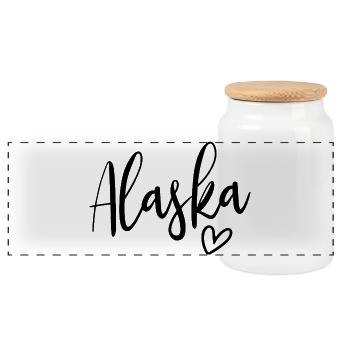 Alaska Heart Women's Love Alaska - Panoramic Cookie Jar with Wooden Lid - white - Front