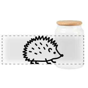 hérisson - Boîte à biscuits avec couvercle en bois - blanc - Devant