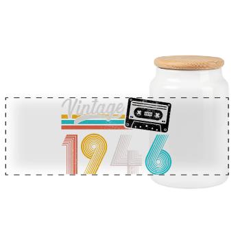 1946 Vintage Rétro Cadeau D'anniversaire - Boîte à biscuits avec couvercle en bois - blanc - Devant