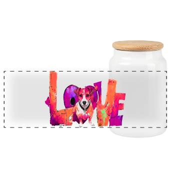 Jack Russell Terrier adore les chiens de lettrage - Boîte à biscuits avec couvercle en bois - blanc - Devant
