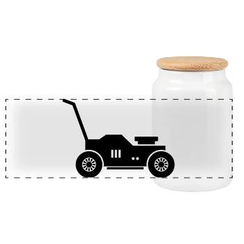 Tondeuse à gazon - Boîte à biscuits avec couvercle en bois - blanc - Devant