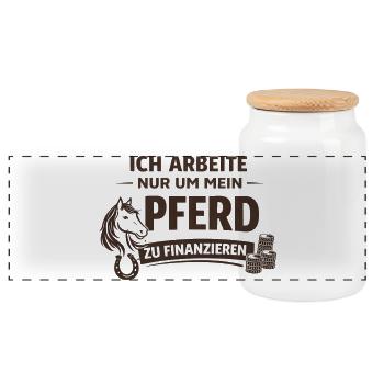 Ich arbeite nur um mein Pferd zu finanzieren - Panorama Keksdose mit Holzdeckel - Weiß - Vorne