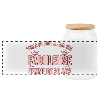 Fabulous 20 Year Old Queen of Style - Panoramic Cookie Jar with Wooden Lid - white - Front