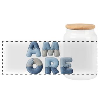 Patchwork Amore cadeau romantique pour partenaire - Boîte à biscuits avec couvercle en bois - blanc - Devant