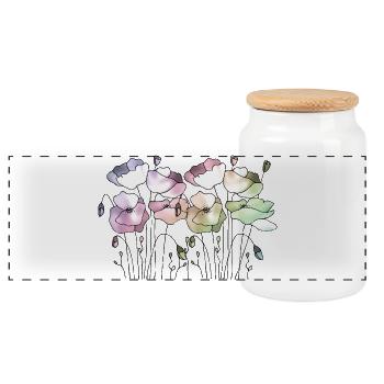 Blumen - Panorama Keksdose mit Holzdeckel - Weiß - Vorne