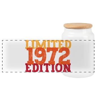 Millésime 1972 - Boîte à biscuits avec couvercle en bois - blanc - Devant