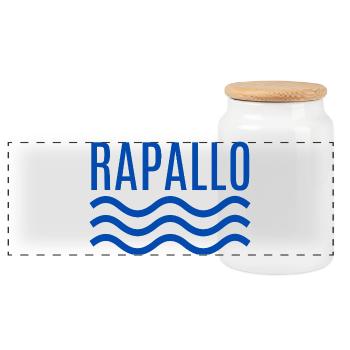 Rapallo Seawave-Emblem - Panorama Keksdose mit Holzdeckel - Weiß - Vorne