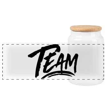 Team - Panoramic Cookie Jar with Wooden Lid - white - Front