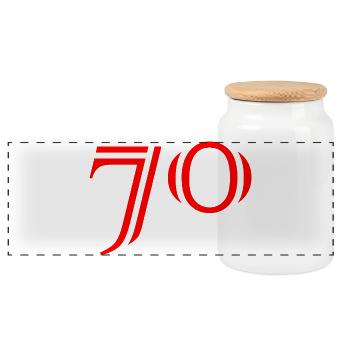 70. 70 YEARS. 70th ANNIVERSARY. 70 YEARS ANNIVERSARY. - Panoramic Cookie Jar with Wooden Lid - white - Front