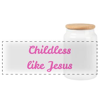 Childless like Jesus - Panoramic Cookie Jar with Wooden Lid - white - Front