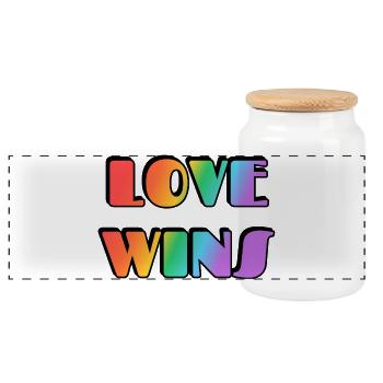 Love Wins Rainbow Gradient - Panoramic Cookie Jar with Wooden Lid - white - Front