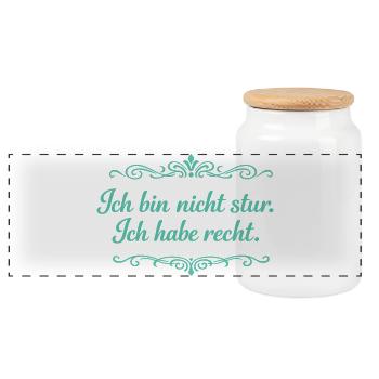 Ich bin nicht stur, ich habe recht - Panorama Keksdose mit Holzdeckel - Weiß - Vorne