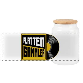 Platten Sammler Vinyl Liebhaber - Panorama Keksdose mit Holzdeckel - Weiß - Vorne