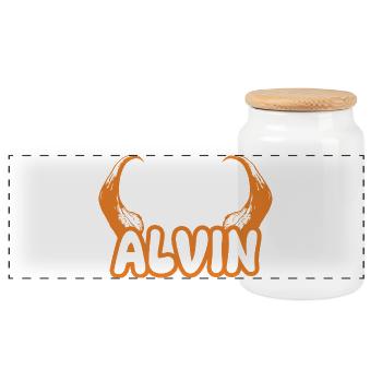 Devil Alvin - Panoramic Cookie Jar with Wooden Lid - white - Front