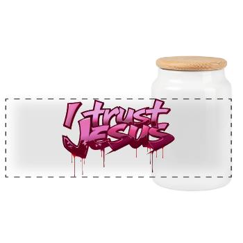 I Trust Jesus Street Style Pink Faith Graffiti - Panorama Keksdose mit Holzdeckel - Weiß - Vorne