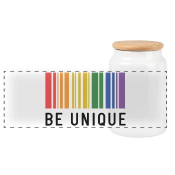 LGBT Pride Month - Be Unique - Panoramic Cookie Jar with Wooden Lid - white - Front