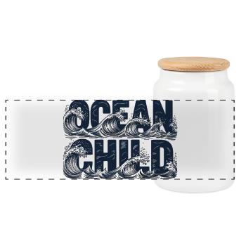 Ocean Child Shirt Waves Sea - Panoramic Cookie Jar with Wooden Lid - white - Front