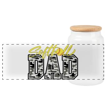 Camo Softball Dad PNG, Vatertagsdesign - Panorama Keksdose mit Holzdeckel - Weiß - Vorne