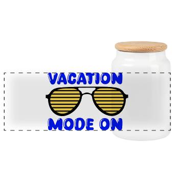 Vacation mode on - Panoramic Cookie Jar with Wooden Lid - white - Front